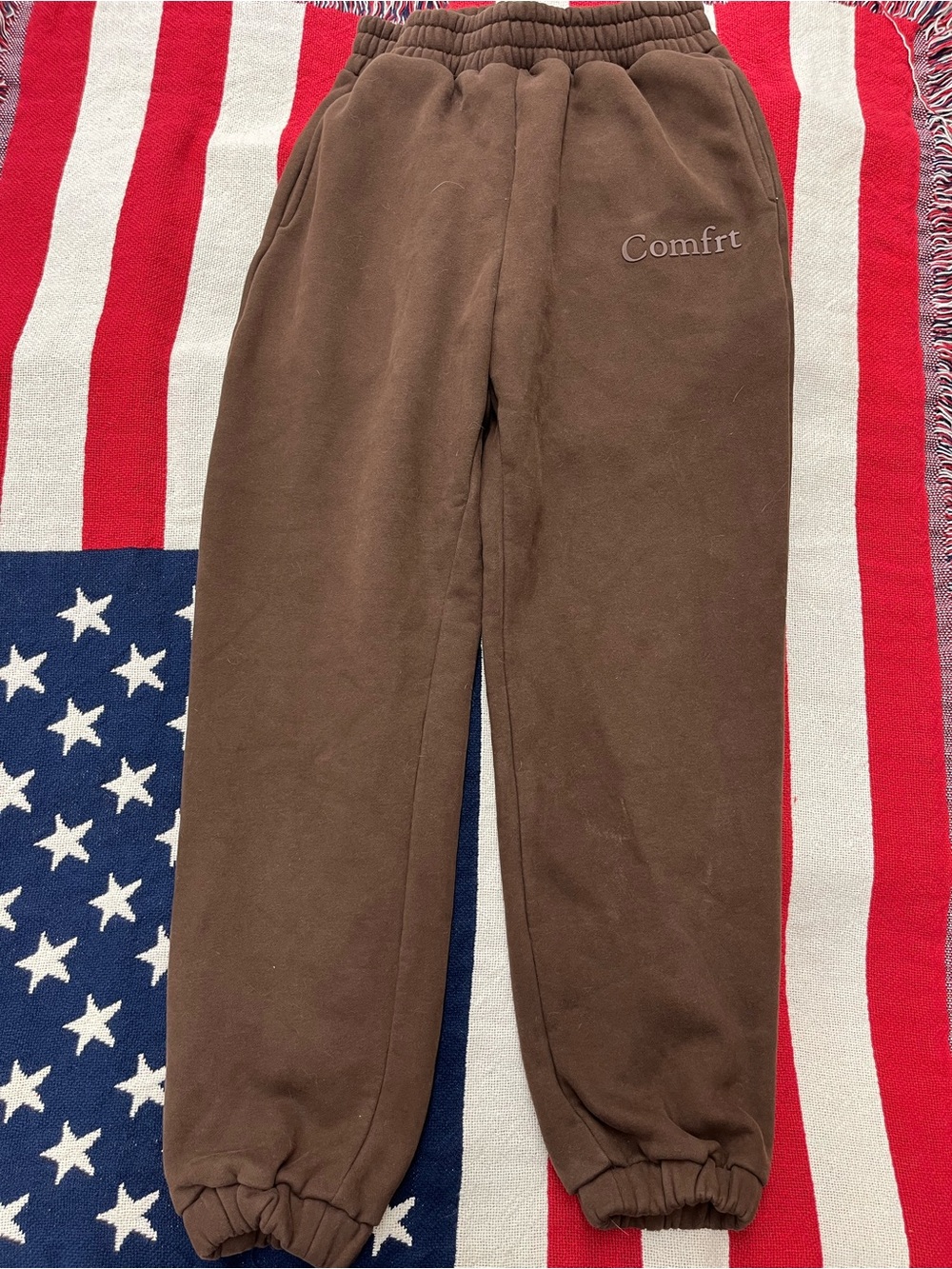 Comfrt Brown Fleece Joggers with Elastic Cuffs Size Medium